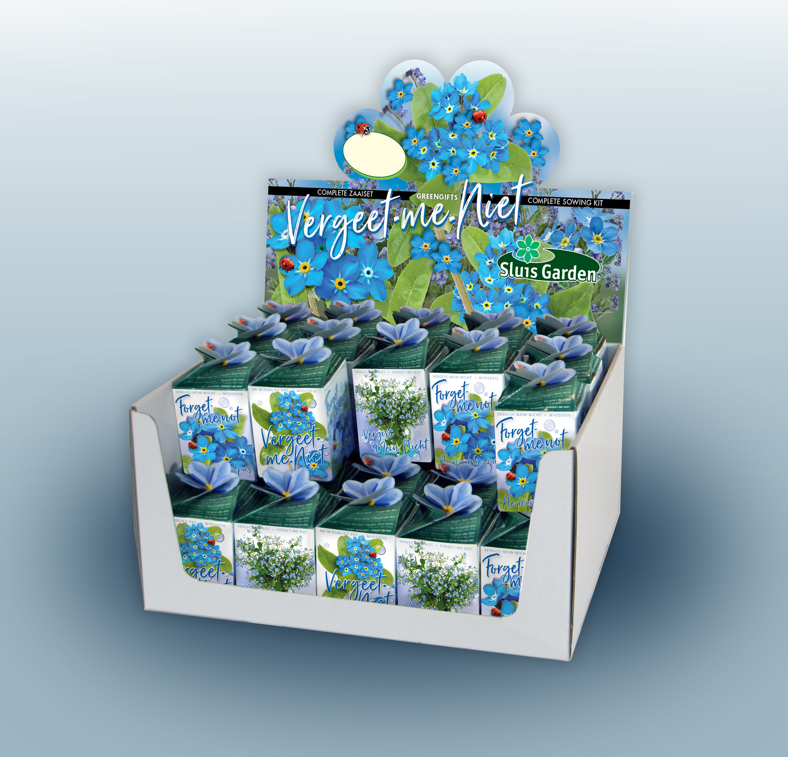 Showdoos Greengifts VERGEET ME NIET 40 stuks